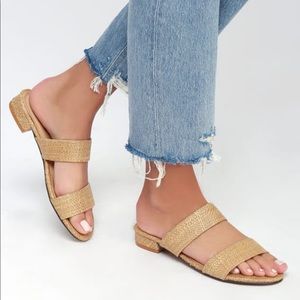 Woven sandles slides mules